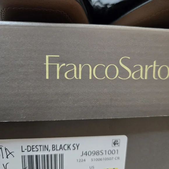 Franco Sarto Destin Elegant Black Patent Leather Slingback Shoes New In Box $135 - Picture 3 of 10